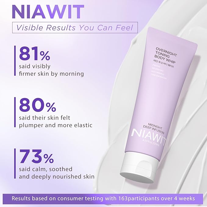 Overnight Toning Body Whip for Loose Skin & Cellulite – Firming and Tightening Body Cream for Arms, Thighs & Belly, Hydrating Anti-Wrinkle Moisturizer for Crepey Skin