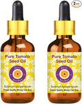 Deve Herbes Tomato Seed Oil (Solanum lycopersicum) with Glass Dropper | Cold Pressed | Pure | Natural | For Diluting Essential oils | Skin & Massage | Non-Sticky| Lightweight| Unisex | 30ml X 2 (2 oz)