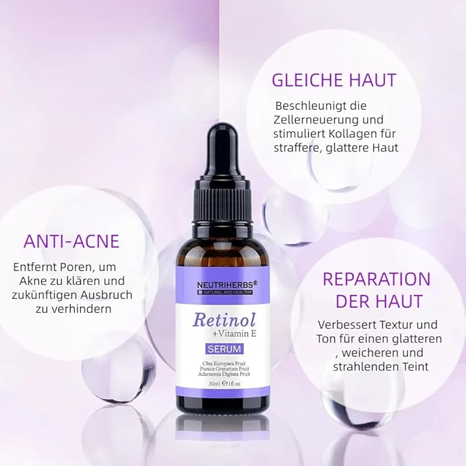Neutriherbs Retinol Serum for face, Anti Aging Night Serum, Smooth Wrinkle and Fine Lines, Repair Hyaluronic Acid Antioxidant Facial Serum - 30ml/1fl oz