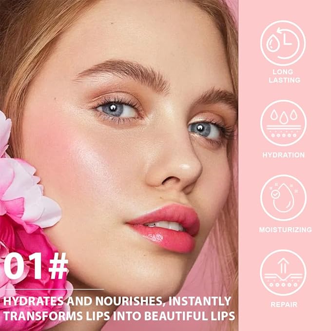 BINGBRUSH Color Changing Lipstick Set, PH Lip Balm Mood Lipstick, Natural Color-Changing Tint with Deep Moisture, Long Lasting Personalized Lip Gloss for Daily Wear or Gifts (01# Sunshine Blush)