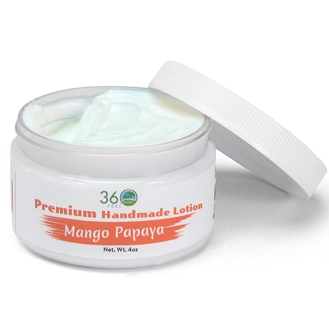 360Feel Mango Papaya Body Lotion - Hydrates with Coconut & Olive Oil, Plant-Based, Non-Greasy, Sensitive Skin, All Day Use
