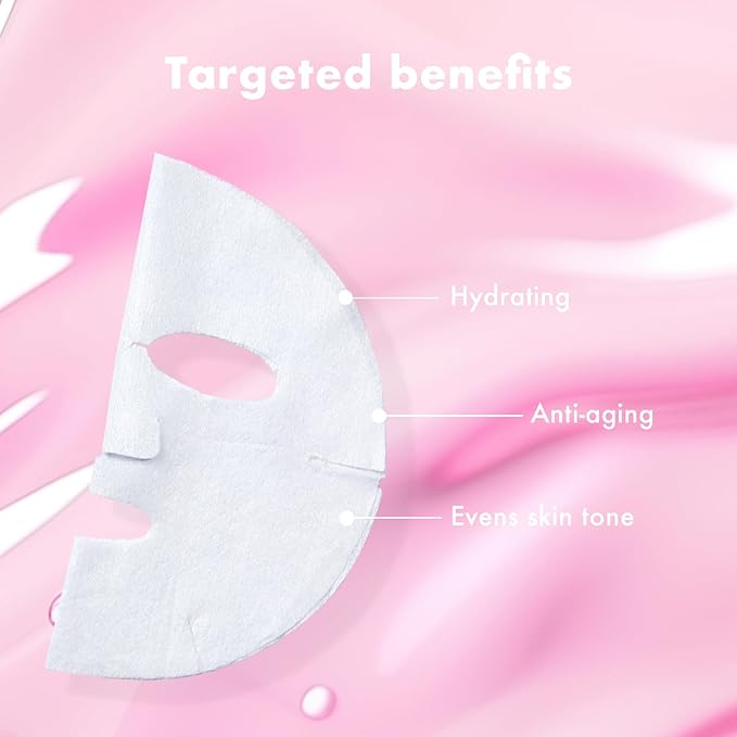 Petal Fresh Skin ResQ Age Rewind Sheet Mask with Collagen Complex 2% + Rosehip Oil, JUMBO 7 Pack, Firming Korean Face Mask for Mature Skin, Hydrating, Wrinkle Care, Fragrance-Free, Vegan