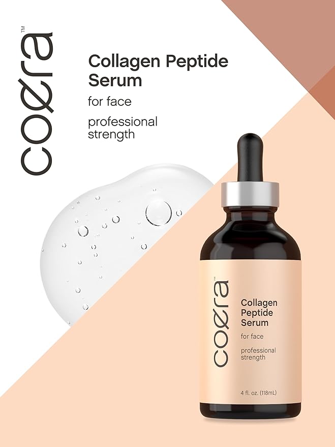 Coera Collagen Peptides | 4 fl oz | Face Serum with Verisol | Professional Strength Formula for Women | Free of Parabens, SLS, & Fragrances | Packaging May Vary