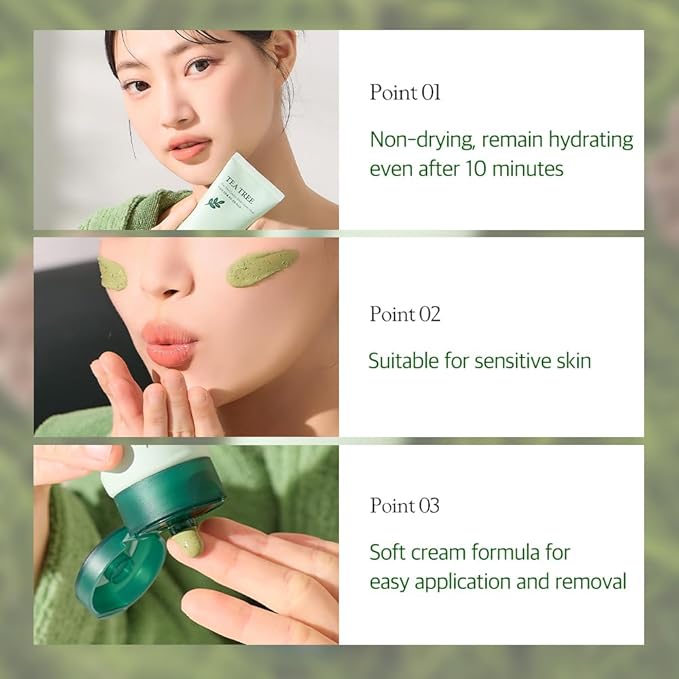 Papa Recipe Tea Tree Control Mud Cream Mask – Bentonite & Kaolin Clay Face Mask, Deep Pore Purifying & Soothing Care, Gentle Exfoliating Korean Mud Mask for Sensitive & Acne-Prone Skin