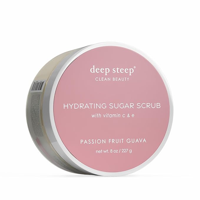 Deep Steep Sugar Scrub, Passion Fruit Guava, 8 oz – Exfoliating Body Scrub with Organic Coconut Oil, Shea Butter & Argan Oil – Vegan, Clean Beauty, Smooth, Soft & Nourished Skin