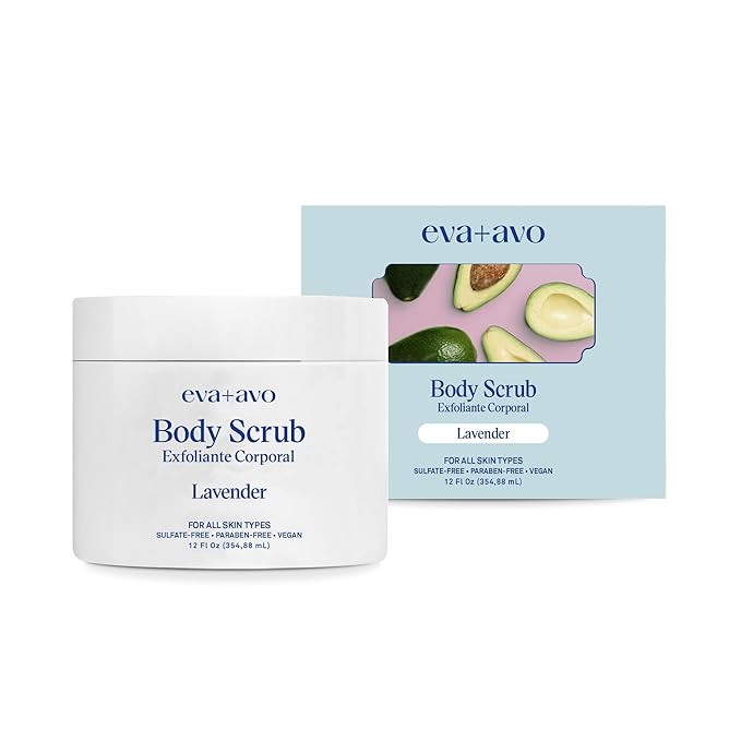 Eva+Avo Spa Moments Body Scrub, Vegan Sugar Body Scrub, Sulfate & Paraben Free, Gentle Exfoliating Formula for All Skin Types, 12 Fl Oz