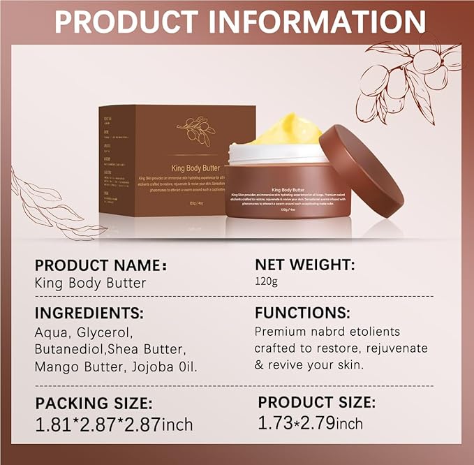 Men's Skin - Nourishing Body Butter with Warm Scent, Organic Jojoba Oil, Shea & Mango Butter - All Skin Types