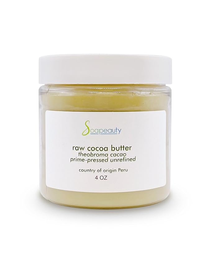 Soapeauty Cocoa Butter Raw Unrefined Non-Deodorized | 100% Pure Natural | Body, Hair & DIY Recipes, Lip Balms, Lotions, Creams, Stretch Marks | Non GMO, No Preservatives, Vegan | 4 oz