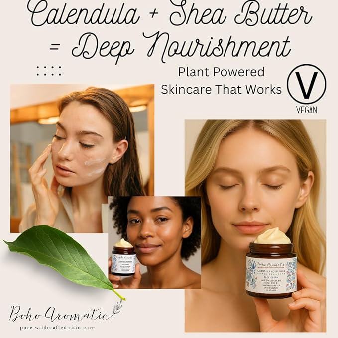 Calendula Nourishing Face Cream for Dry Skin, Natural & Organic Facial Cream, Hydrating and Moisturizing skin care product, Vegan Face Cream, calendula face cream, Facial Moisturizer