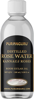 Distilled Rose Water | 100 ml Alcohol-Free | Kannuauj Indian Pink Damask Roses | Refreshing Toner Cleanser Softener | Hydrating Skin Care | Rooh Gulab Jal for Glowing Face & Hair Nourishment