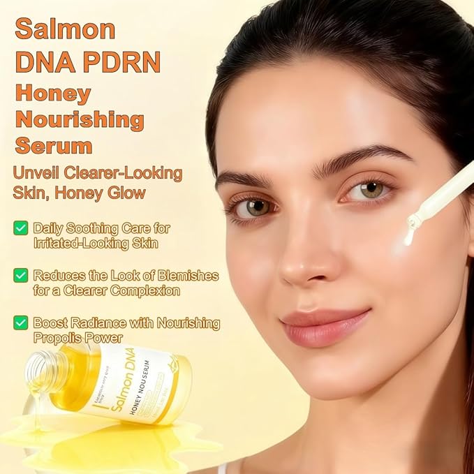 Salmon DNA PDRN Honey Nourishing Serum 30ml, Hydrating Soothing Face Serum with Panthenol, Korean Skin Care for Sensitive Blemish-Prone Skin, Calms The Look of Redness