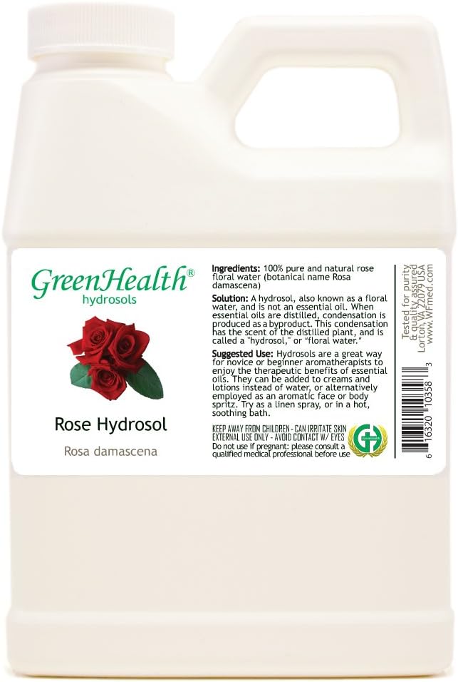 GreenHealth 16 fl oz - Rose Floral Water - Plastic Jug w/Cap - (NOT OIL!!!)
