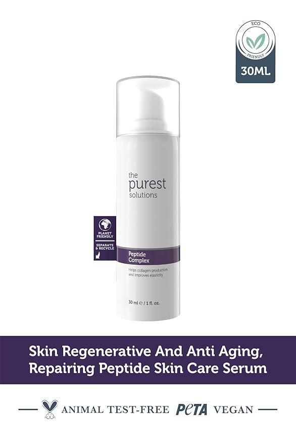 The Purest Solutions Peptide Complex Serum - Skin Rejuvenation & Anti-Aging Care - Supports the Collagen Fiber Network - Anti-Wrinkle Effect - Vegan | Cruelty Free | Eco Friendly (1 fl. oz)
