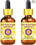 Deve Herbes Pure Blood Orange Essential Oil (Citrus sinensis) with Glass Dropper Steam Distilled (Pack of Two) 100ml X 2 (6.76 oz)