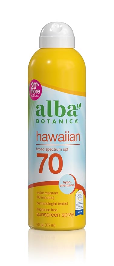 Alba Botanica Hawaiian Coconut, SPF 70 Sunscreen Spray, 6 Fl Oz