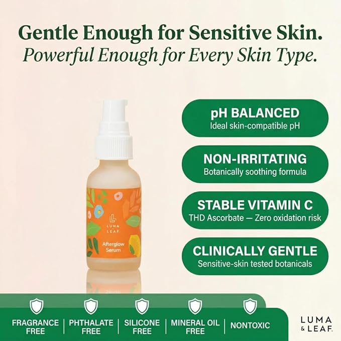 LUMA & LEAF Vitamin C Serum for Face - Brightening & Dark Spot Corrector Serum with Jojoba Oil, Squalane - Reduces Hyperpigmentation, Uneven Skin Tone for All Skin Types - Vegan, 1 FL Oz