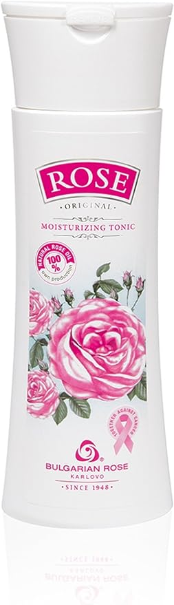Bulgarian Rose Moisturizing Tonic with Natural Rose Oil, Rose Water Hydrating Toner, Facial Skin Moisturizer Hydrating Natural Cleanser