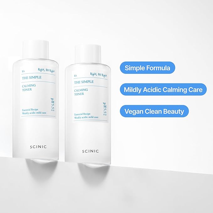 SCINIC The Simple Calming Toner 10.1 fl oz (300ml) | Vegan Face Astringent for Sensitive and Irritated Skin | Fresh Watery Texture | PH-Balanced Mild Toner | Korean Skincare