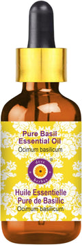 Deve Herbes Pure Basil Essential Oil (Ocimum basilicum) with Glass Dropper Steam Distilled 100ml (3.38 oz)