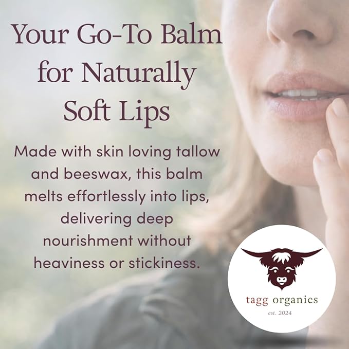 Lavender Tallow Lip Balm – Moisturizing Lip Care with Grass-Fed Tallow, Natural Beeswax & Essential Oils, 4 Pack (.15 oz)