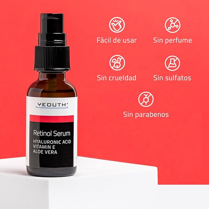 YEOUTH Retinol Serum for Face with Hyaluronic Acid & Vitamin E, Hydrating Retinol Face Serum for Women & Men, Facial Skin Care for Even Skin Tone - 1oz