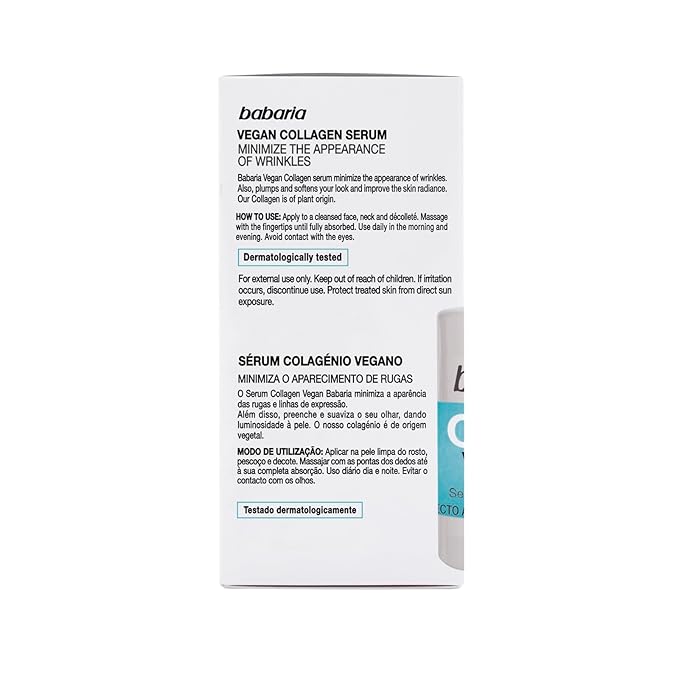 Babaria Collagen Vegan Serum - Serum for Face - Enhances Skin's Radiance - Contains Vitamin B5 and Moisturizing Agents - Improves Facial Looks - 2 pc