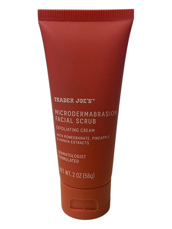 2-Pack Trader Joe's Microdermabrasion Facial Scrub, Exfoliating Cream with Pomegranate, Pineapple & Papaya Extracts, Dermatologist Formulated, 2 oz