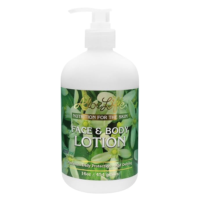 Aloe Life - Face & Body Lotion, Concentrated Formula, Hydrates Dry Skin, Contains Antioxidants, Minerals, & Herbal Extracts, Pleasant Grapefruit Scent, Safe For All Skin Types, Gluten-Free (16 oz)