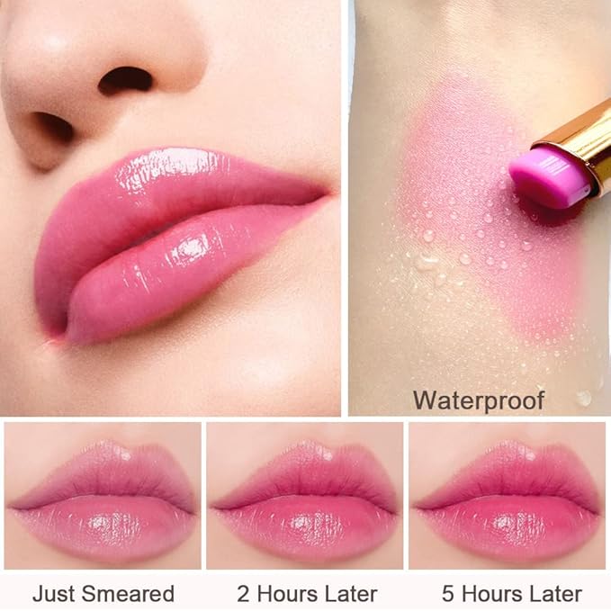 BINGBRUSH 2 Pcs Grape Color Changing Lipstick Queen,PH Mood Long Lasting Labiales Lip Gloss Lip Balm Tinted Magic Lip Stain Makeup Lipstick Set for Women