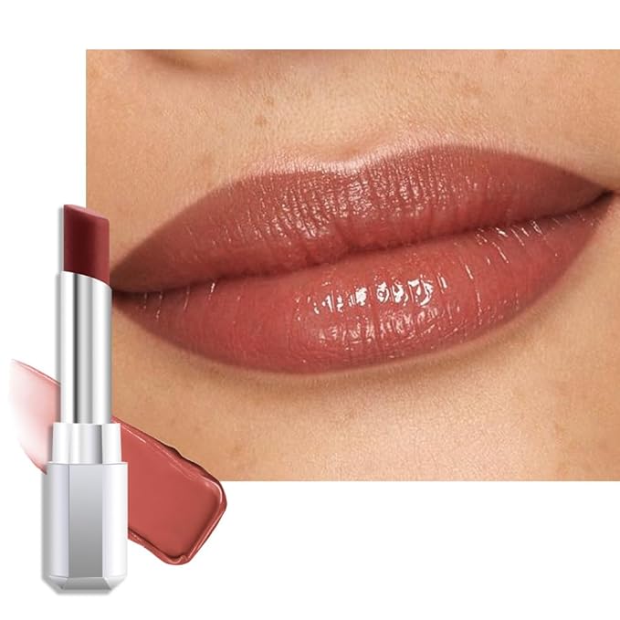 evpct Nude Brown Honey Lipstick Tinted Lip Balm, Moisturizing Tinted Lip Oil Stick Lipstick for Older Women, Sheer Lightweight Hydrating Nourishing Shine Tinted Lip Color Gloss Tint Stain, 08 Raisin