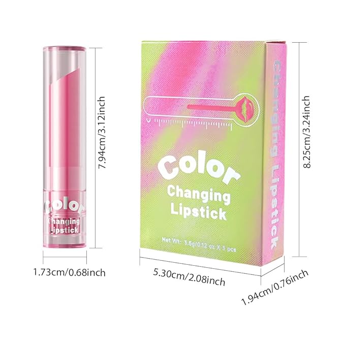 BINGBRUSH 3PCS Color Changing Lipstick Set, PH Lip Balm set Mood Lipstick, Natural Color-Changing Tint with Deep Moisture, Long Lasting Personalized Lip Gloss for Daily Wear or Gifts-SetB