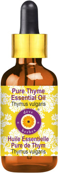 dève herbes Thyme Essential Oil (Thymus vulgaris) with Glass Dropper | Pure | Non-Sticky | Non-Greasy | Lightweight | Men & Women | All Skin Types | Steam Distilled 100ml (3.38 oz)