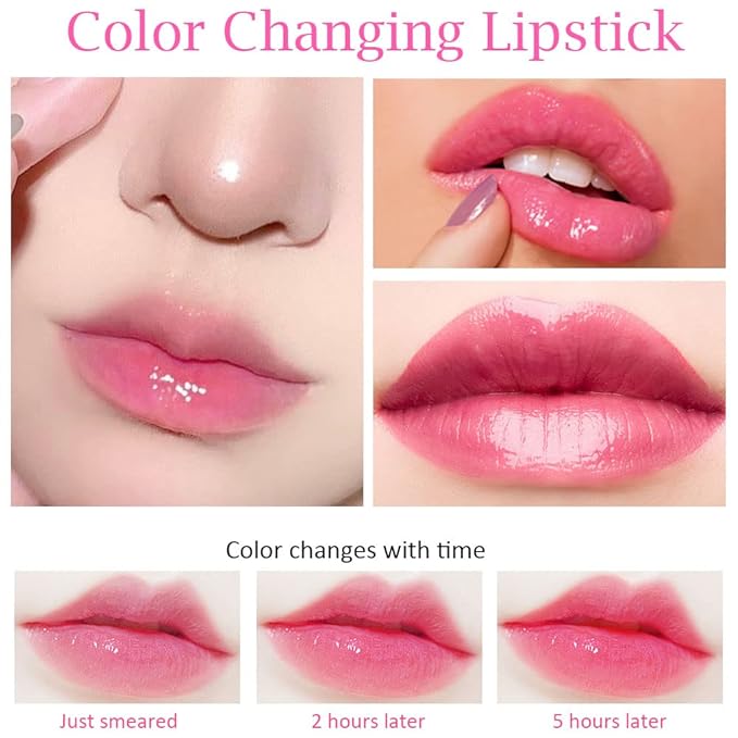 BINGBRUSH 2 Pcs Aloe Color Changing Lipstick Queen,PH Mood Long Lasting Labiales Lip Gloss Lip Balm Tinted Magic Lip Stain Makeup Lipstick Set for Women