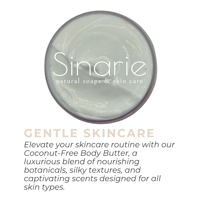 Sinarie Coconut-Free Body Butter | Luxurious Hydration with Shorea Butter, Evening Primrose Oil, Argan & Moringa Oil | Non-Greasy, Natural Ingredients | For Sensitive Skin (5.3 oz., Golden Honey)