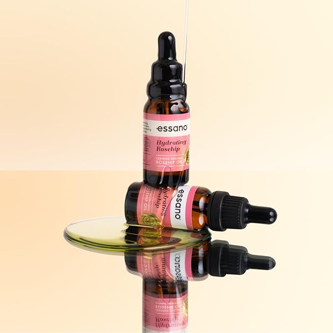 Essano Rosehip Oil for Face Organic Cold Pressed, Skin Care & Body Care with Vitamin E, Polyphenols, Natural Facial & Body Oil to Support Appearance of Fine Lines & Wrinkles, Cruelty Free, 20ml