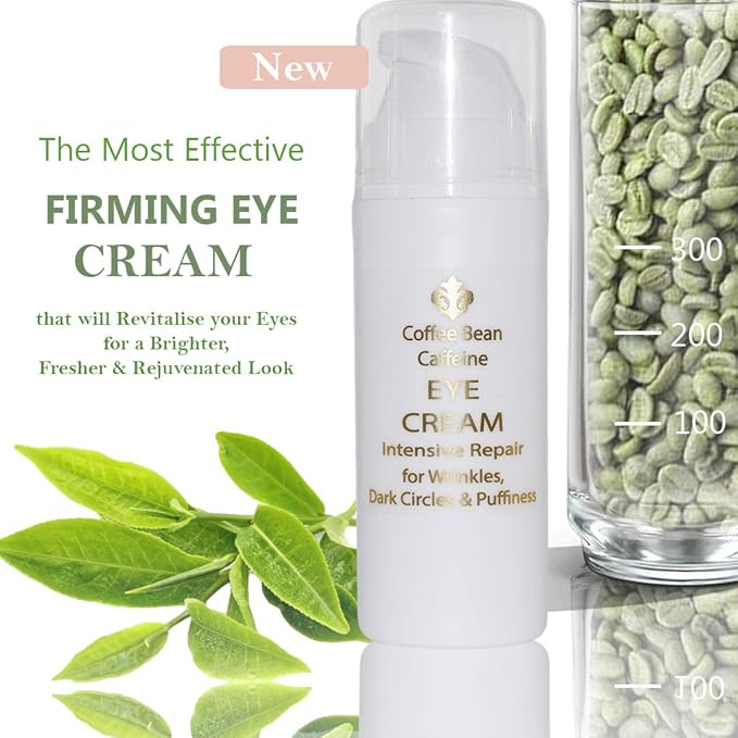 Fleur De Lis Naturals Coffee Bean Caffeine Anti Aging Eye Cream for Dark Circles, Eye Bags, Fine Lines, Puffiness. Best Anti Aging Eye Cream Moisturizer for Wrinkles, Crows feet, Puffy Eyes