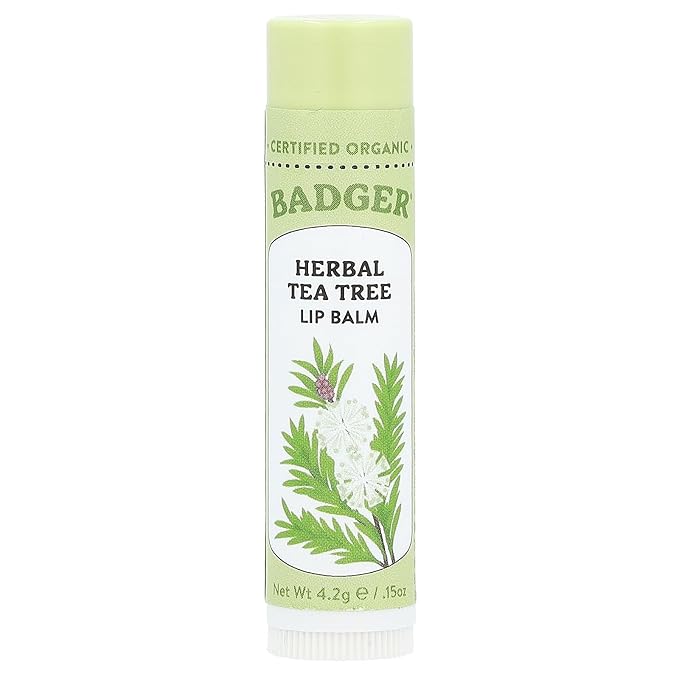 BADGER Organic Tea Tree Lemon Lip Balm, 0.15 OZ