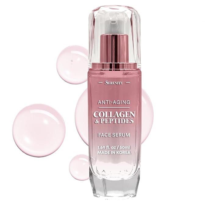 Serenity Collagen & Peptides Serum For Face - Dermatologist Tested, Anti Aging Korean Skin Care - Hydrates, Firms, Softens and Supports Skin Barrier - Vegan Cruelty-Free, Clean Beauty - 1.69 Fl Oz