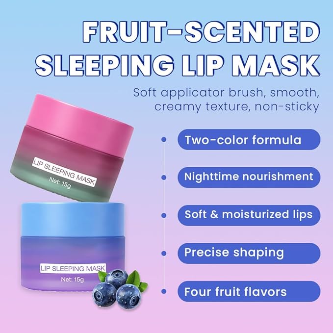 FeiCuiYun Lip Sleeping Mask, Moisturization and Antioxidants, Nourish, Hydrate, Flaky, Dry Lips, Includes Softapplicator Brush (06#Strawberry, 1Pcs)