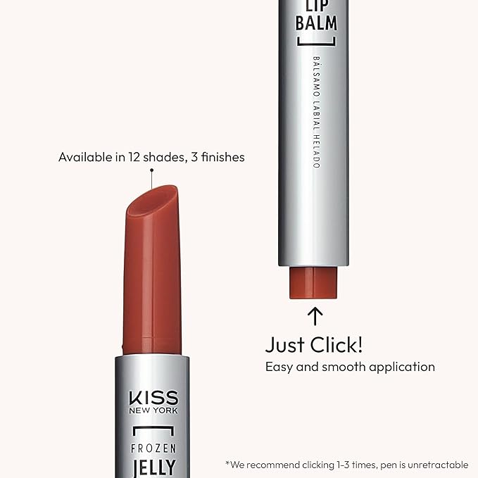 KISS NEW YORK Frozen Jelly Lip Balm Pen, High Shine Lip Gloss for Sheer Tint, Hydrating Melting Lipstick With Hyaluronic Acid, Cooling Effect With Menthol, Non-Sticky & Long Lasting (Shimmer Nude)