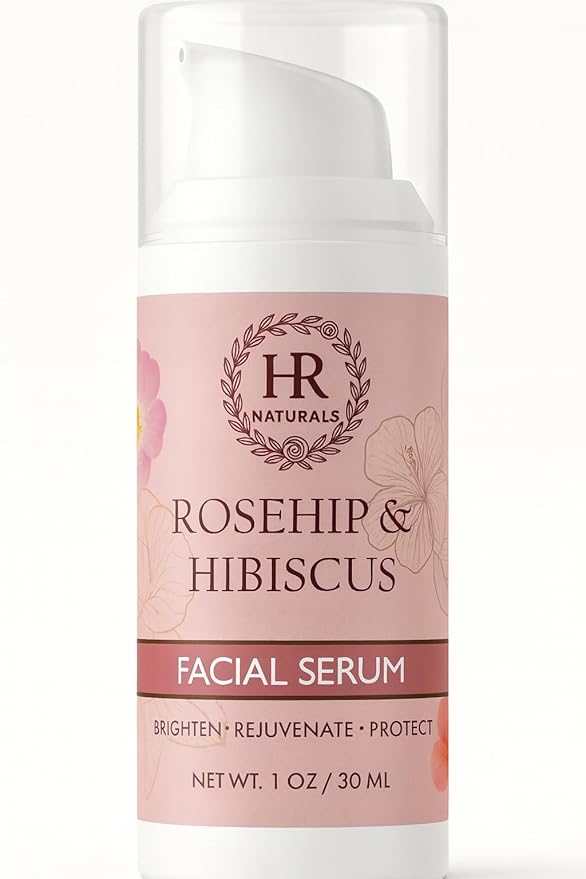 Rosehip & Hibiscus Facial Serum – Brightening, Rejuvenating, Vitamin-Rich Anti-Aging Serum with Rosehip Seed Oil & Hibiscus Extract | Vegan, Lightweight, 1 OZ Airless Pump