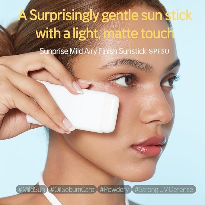 ETUDE Sunprise Mild Airy Finish Sunstick SPF50+ PA++++ Powdery sunscreen, Vegan, Non-Greasy, Sebum Control, Matte Finish, Sensitive Skin Friendly, 19g | perfect for Coachella & Festival Essentials