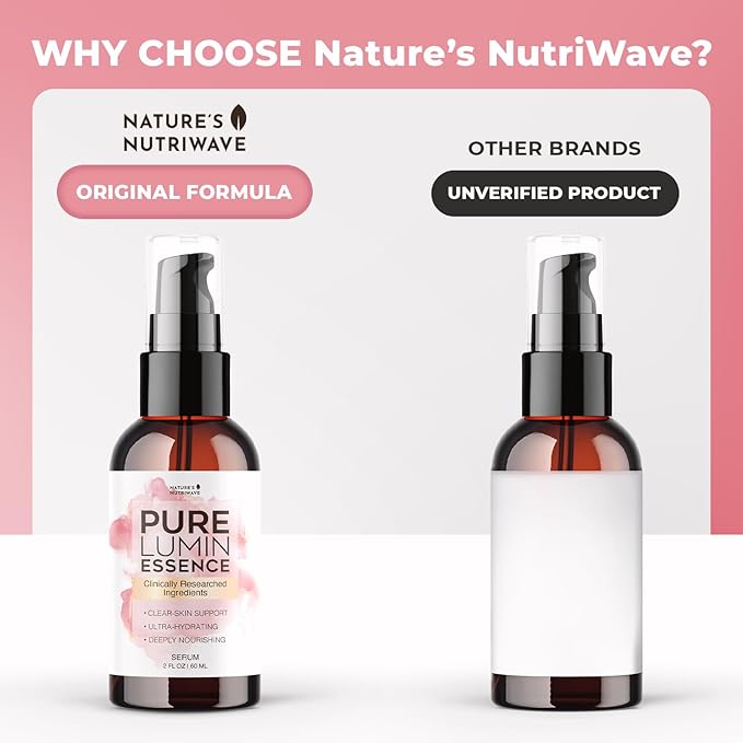 PureLumin Essence – Natural Hydrating Serum for Skin Brightness and Nourishment – Plant-Based Formula – Non-GMO – GMP Certified – 2 fl oz (60 mL), 1 Month Supply