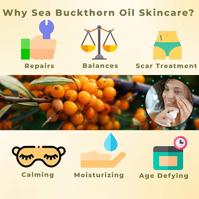 SeabuckWonders Organic Sea Buckthorn Body Lotion, Moisturizing Body Cream with Omega 3,6,7,9, Protects, Soothes Sensitive, Dry Skin, For All Skin Types, 6 Fl Oz