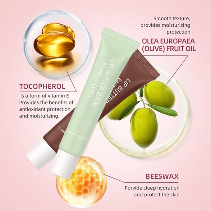 4 PCS Butter Lip Balm – Ultra-Hydrating Lip Care with Shea Butter & Olive Oil, Soothes Dry Lips with Natural Tint & Gloss Effect, Lip Plumper Moisture & Light Lip Stain Finish Set 03