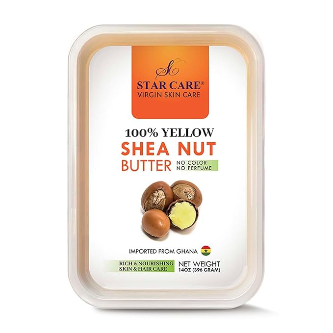 100% Pure Yellow Shea Nut Butter 14oz Unrefined & Raw Natural Moisturizer for Skin Hair & Lips, African Shea Butter Rich in Vitamins & Antioxidants No Added Color or Fragrance