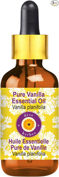 Deve Herbes Pure Vanilla Essential Oil (Vanilla planifolia) with Glass Dropper Steam Distilled 15ml (0.50 oz)