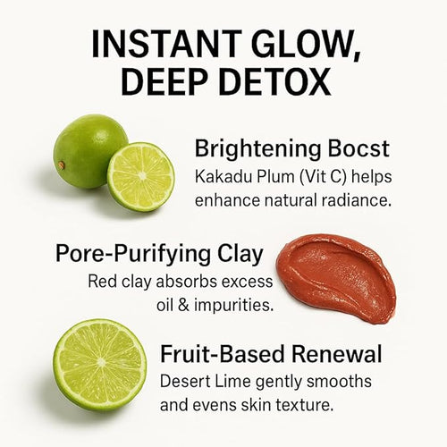 ADEUS Australian Red Clay Brightening Mask – Deep-Detox & Radiance Clay Face Mask with Kakadu Plum & Desert Lime – Pure Natural Clay Mask for Soft, Bright, Glowing Skin 120ml/4 fl oz (1)