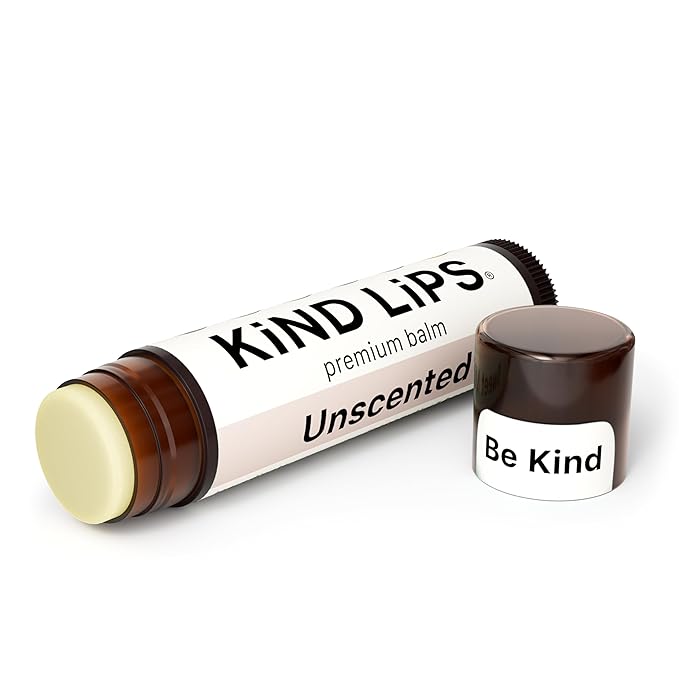 Kind Lips Unscented Lip Balm (3 Pack) – Fragrance Free, Organic & Hypoallergenic Lip Balm for Sensitive, Dry, Cracked Lips – Natural Beeswax Moisturizing Lip Repair