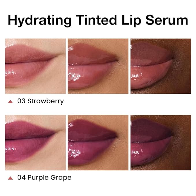 FeiCuiYun 2Pcs Lip Tinted Glowy Balm Hydrating Tinted Lip Serum Lip Gloss, Ultra-Hydrating Natural Vegan Lip Balm, Sheer-Tinted Shine & Hydration, Soothes & Softens Dry Lips Skincare 03+04